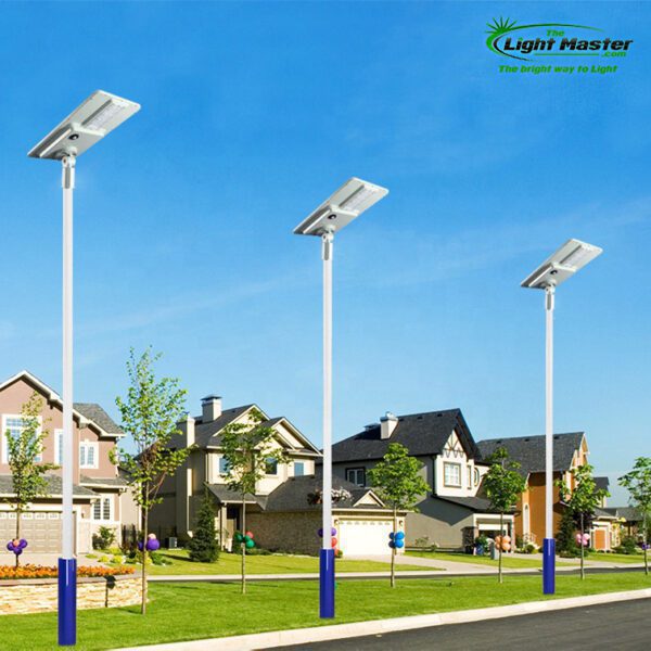 Three Solar-Powered Lighting Systems in a Neighborhood