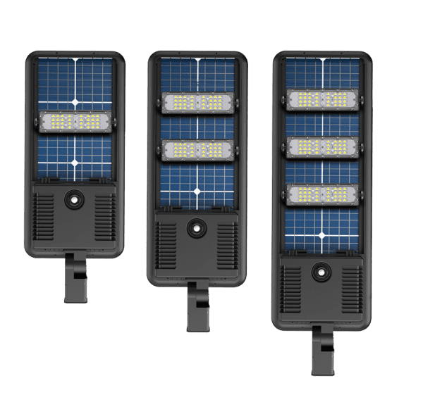 Three portable solar light panels
